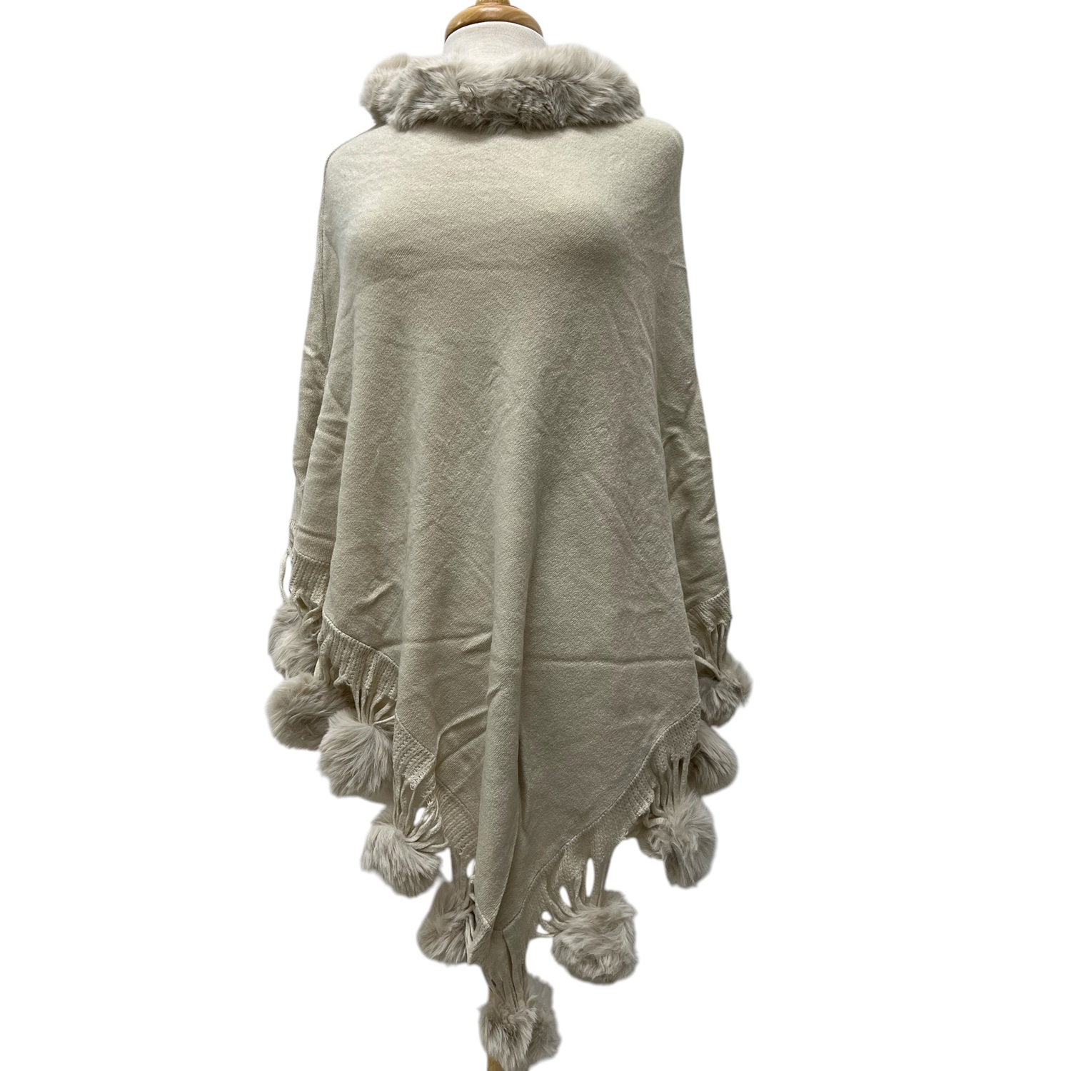 Faux Fur Poncho Cape NYJB-604 Cream