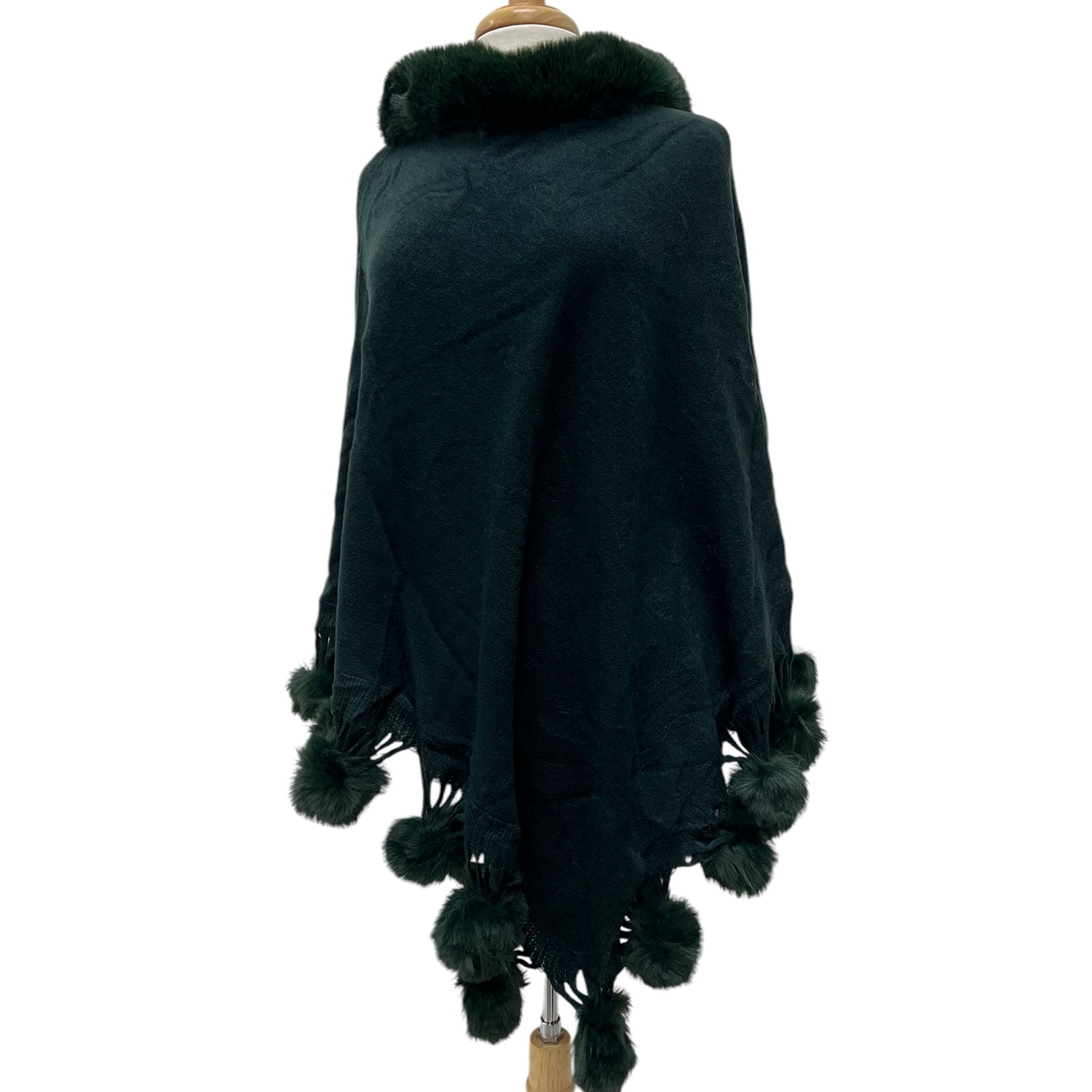 Faux Fur Poncho Cape NYJB-604 Olive