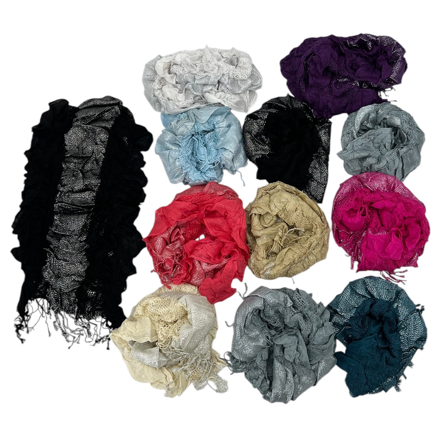 Chic Wrinkle Metallic Scarf NYJB88 ( 10COLORS, 1DZ)