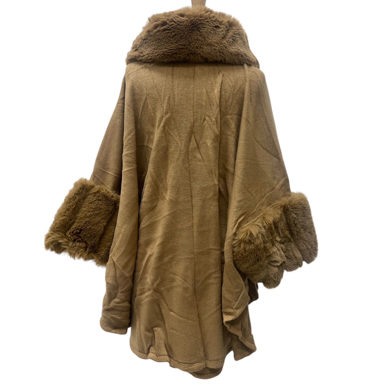 Luxury Faux Fur Poncho Coat Brown JB583