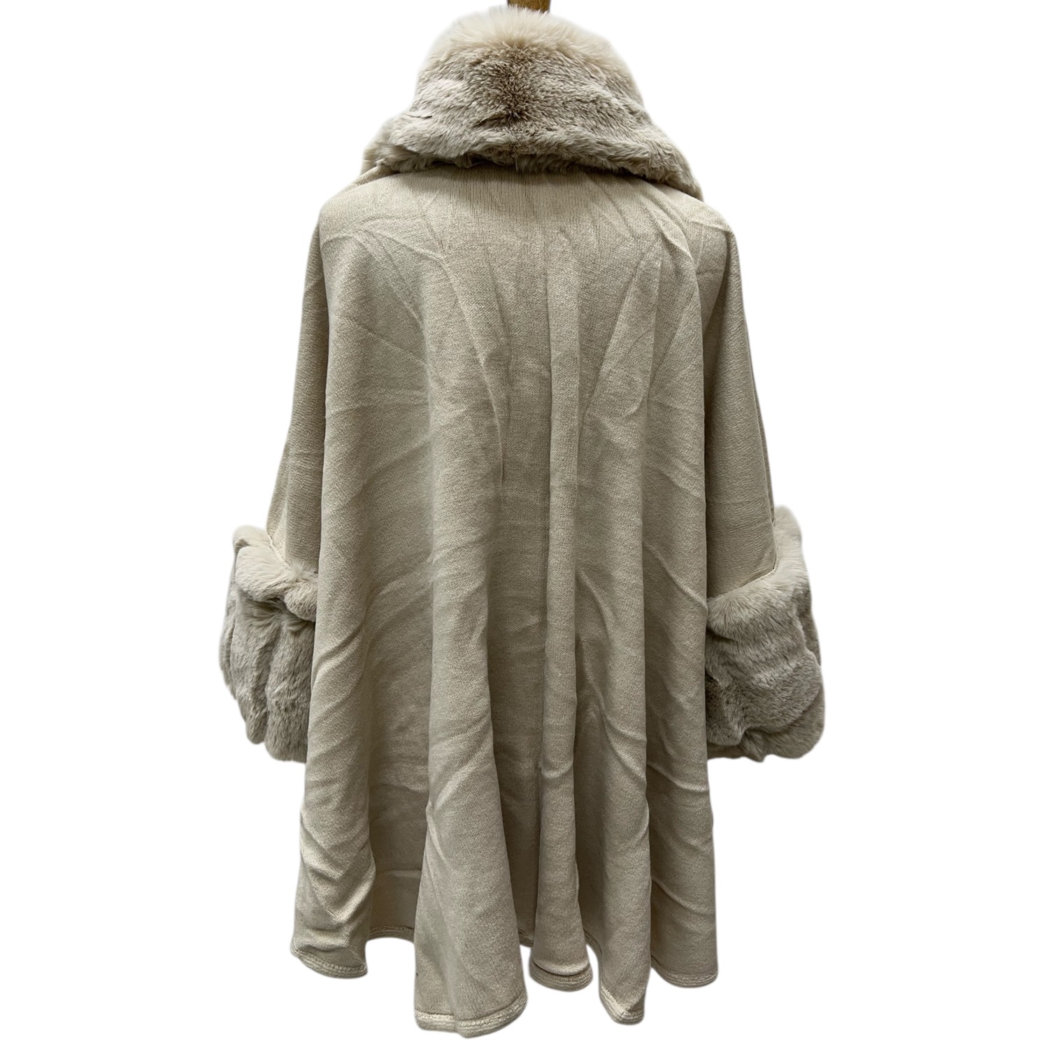 Luxury Faux Fur Poncho Coat Cream JB583