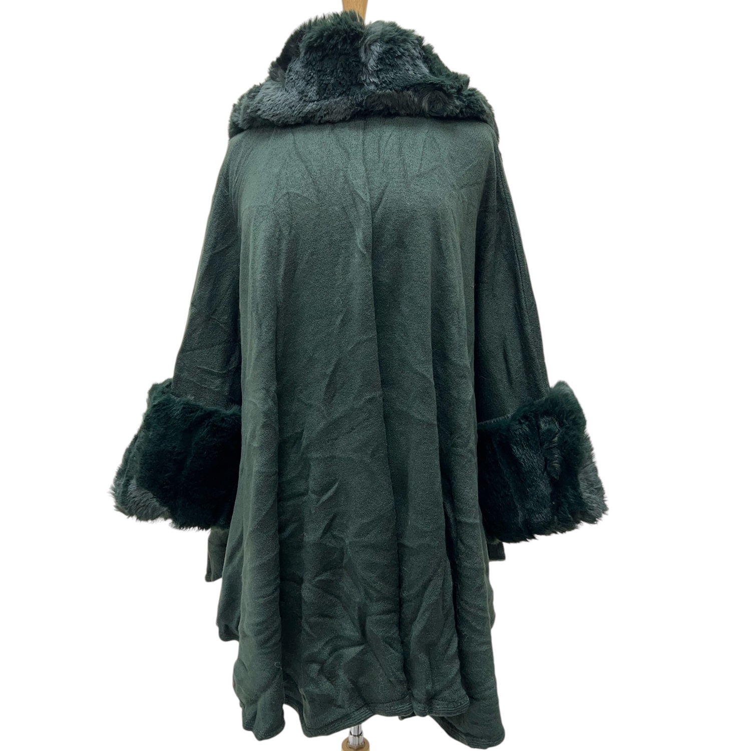 Luxury Faux Fur Poncho Coat JB583 Olive