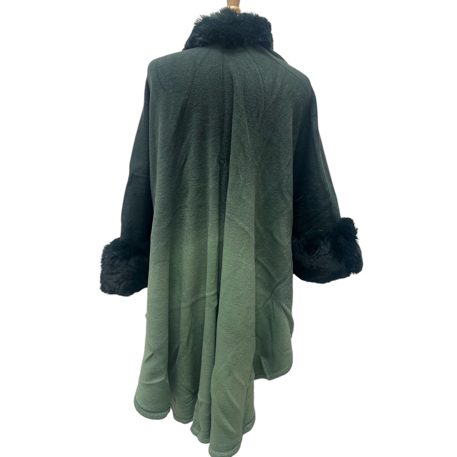 Gradation Faux Fur Poncho  Olive JB586