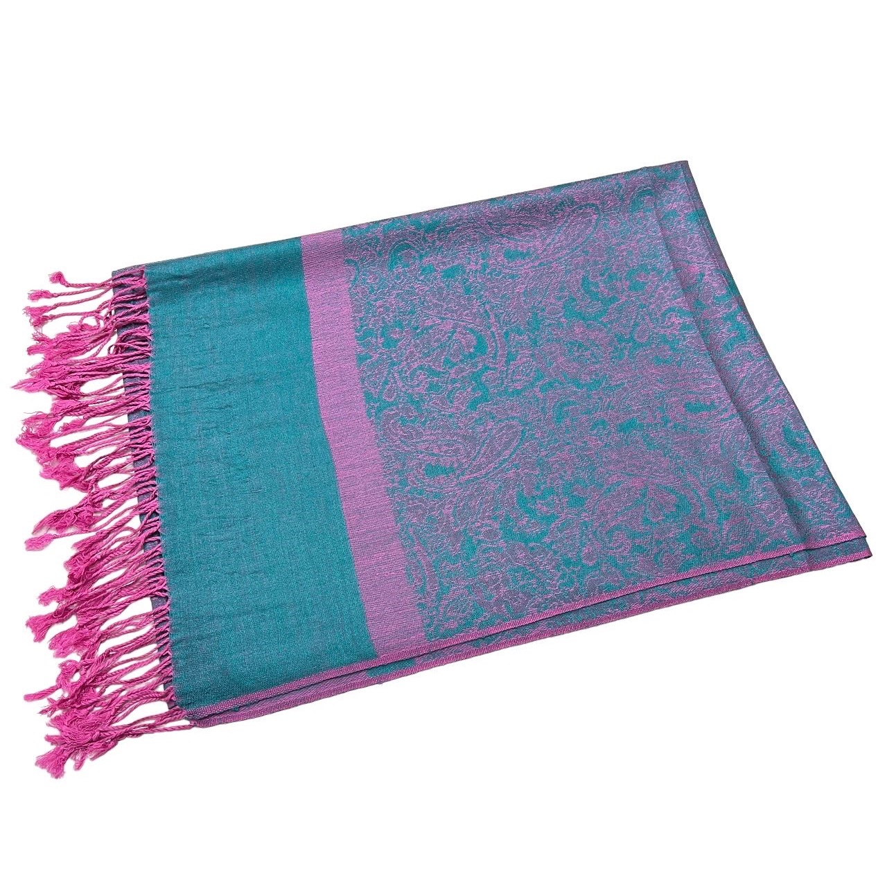 Jacquard Pashmina PL18201 Teal/Pink