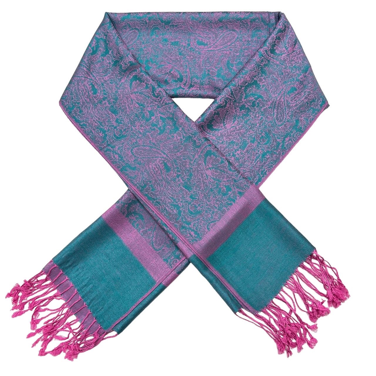 Jacquard Pashmina PL18201 Teal/Pink