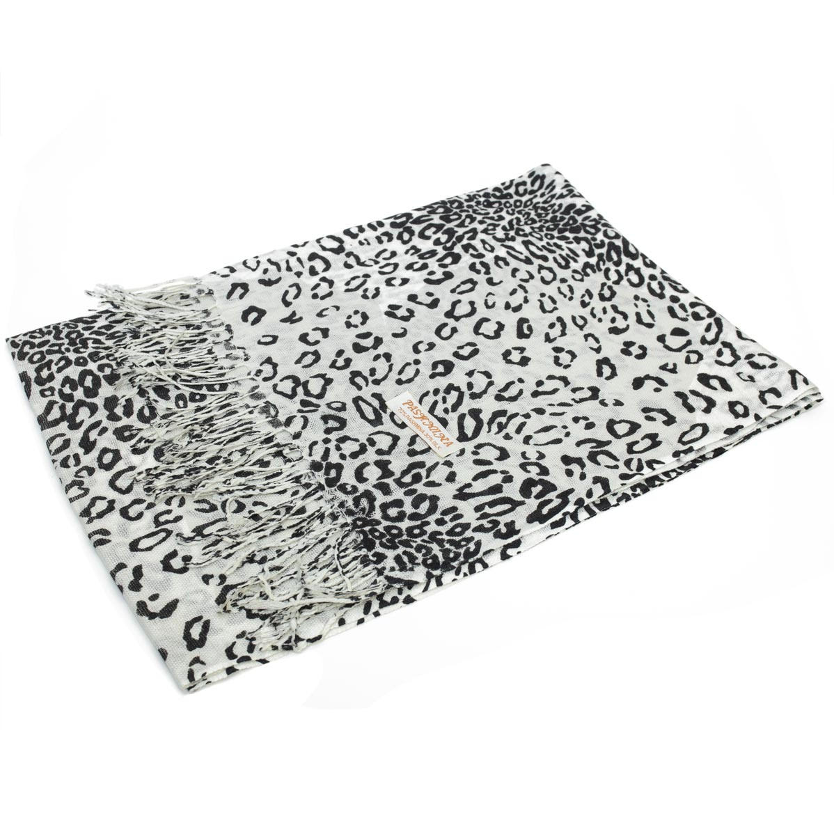 Big Leopard Pashmina W034-2 Black/White