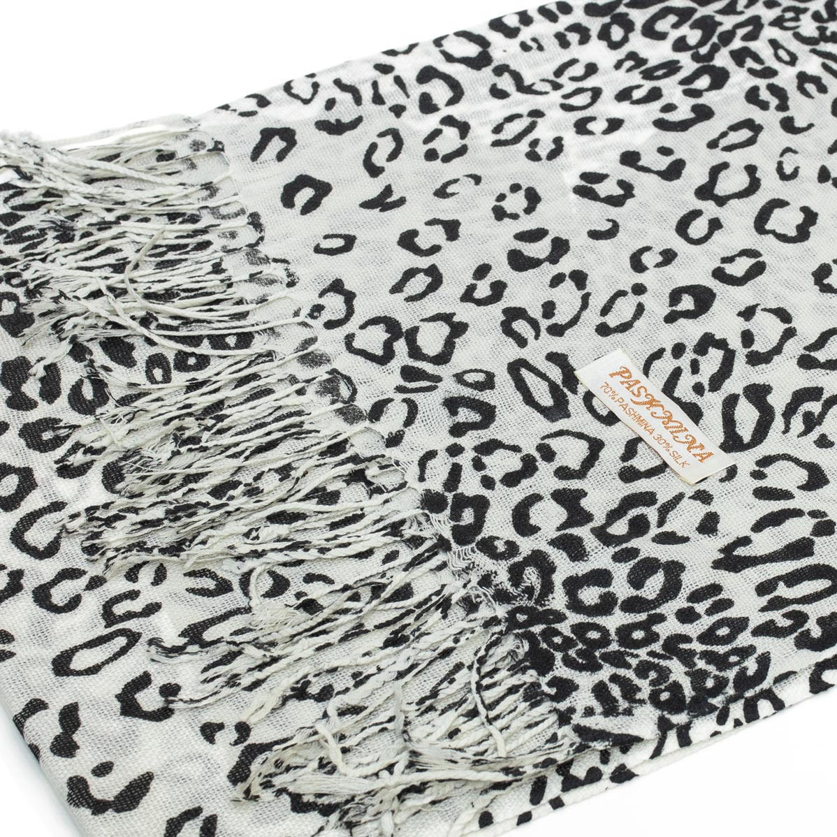 Big Leopard Pashmina W034-2 Black/White