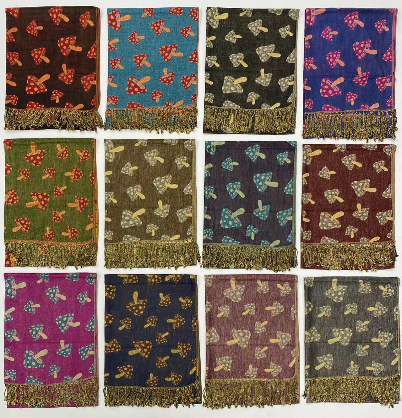 Cute Mushroom eyes Pattern Pashmina SF23162 (12 Colors 1DZ)