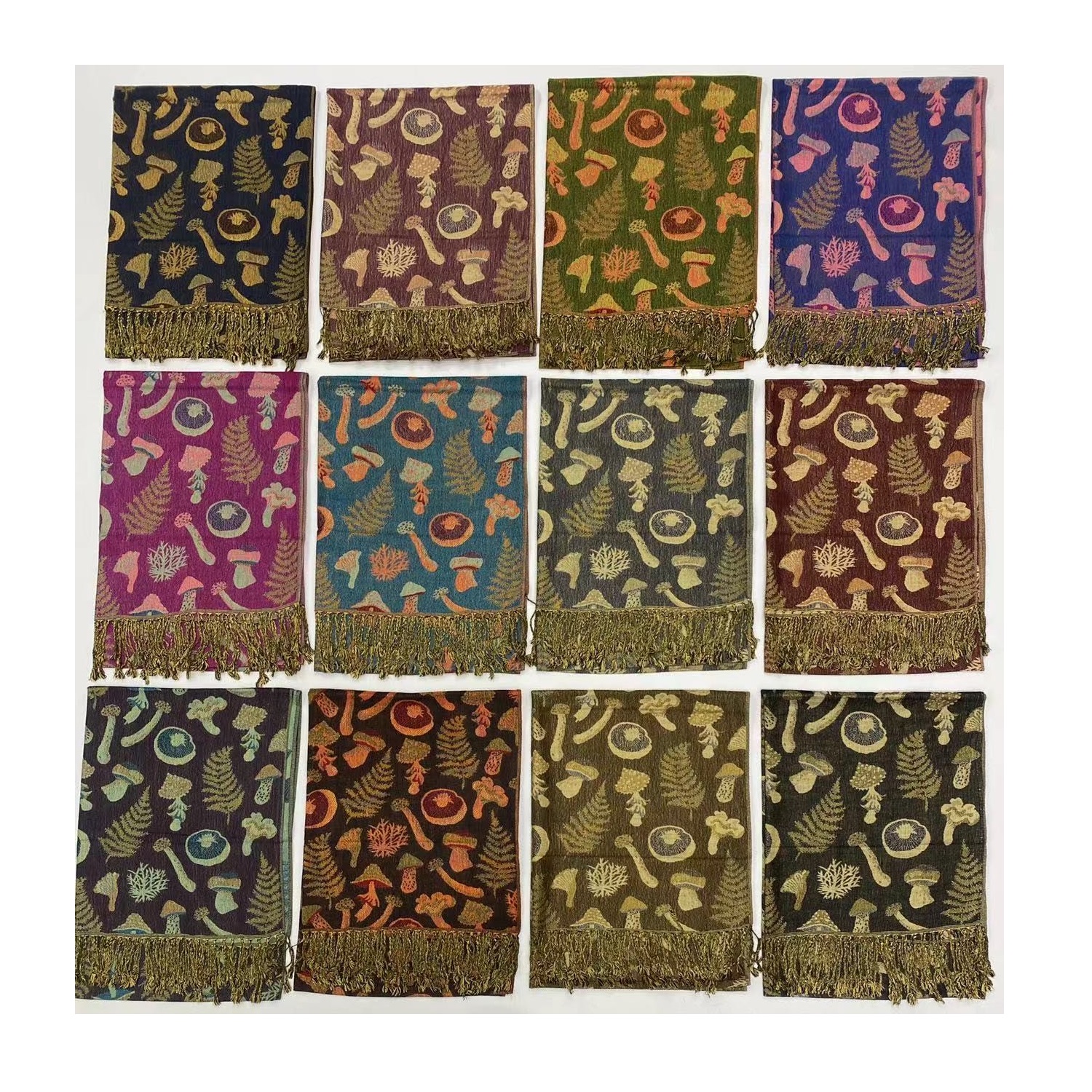 Unique mushroom Pattern Pashmina SF23163 (12 COLORS 1DZ)