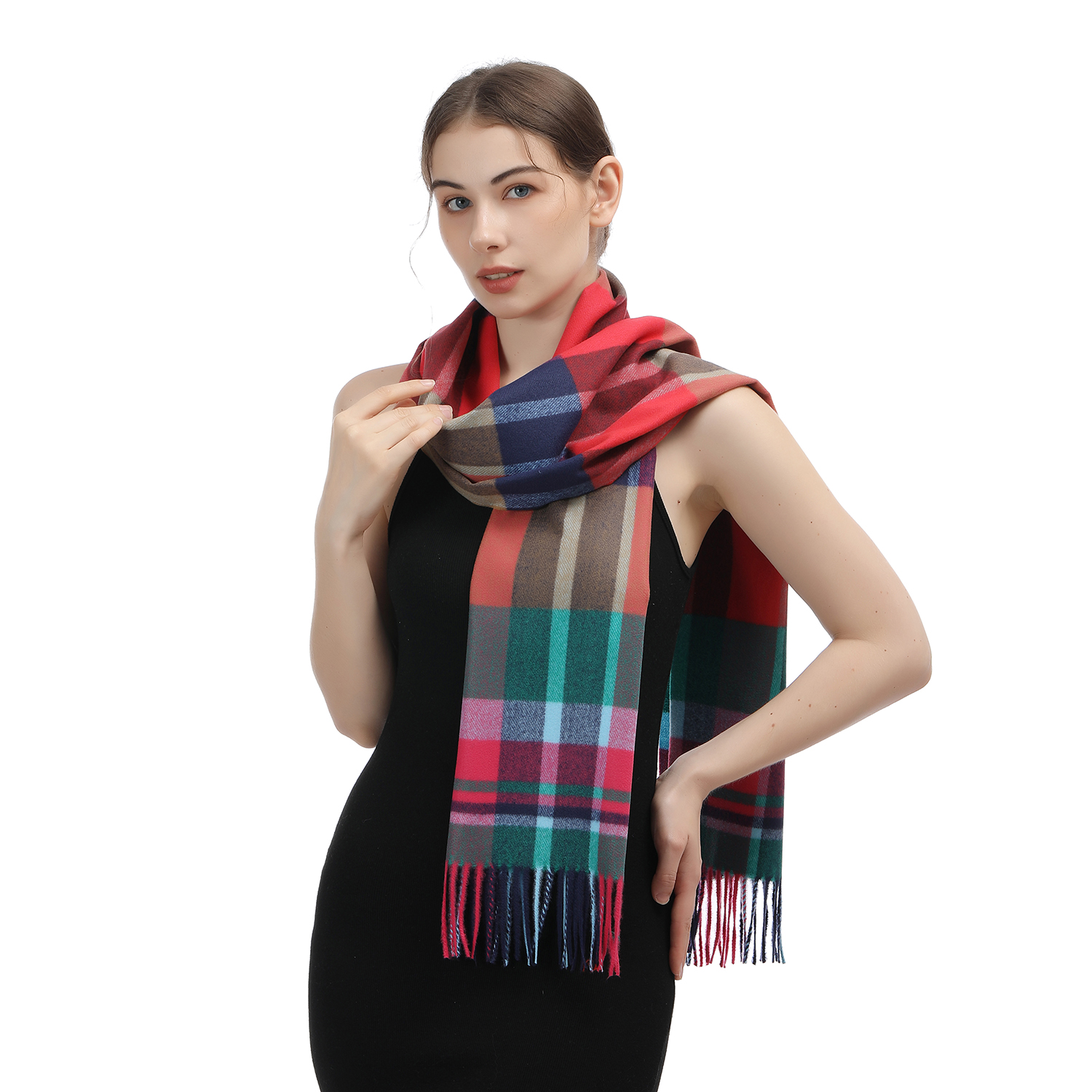 Cashmere Feel Plaid Scarf SW-42:Multi Bright