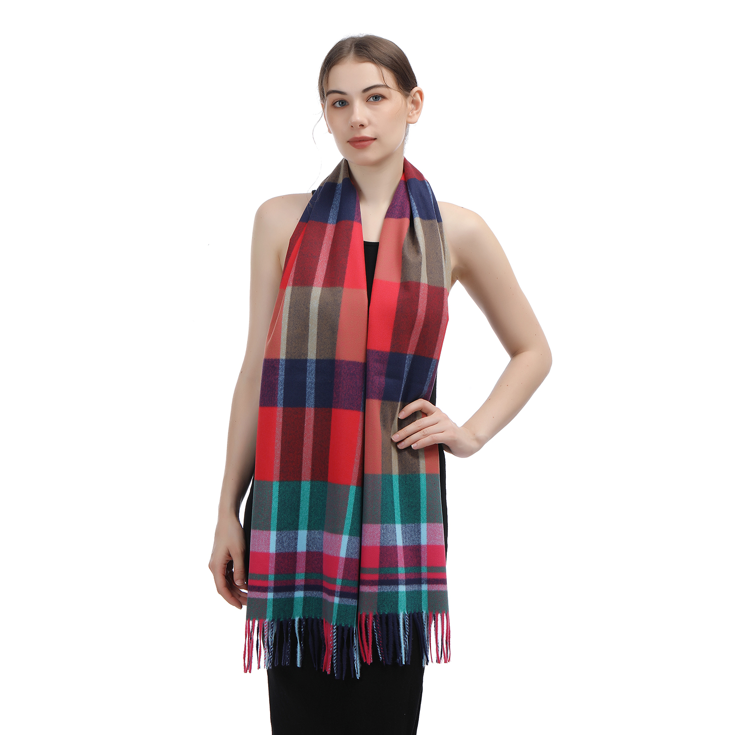 Cashmere Feel Plaid Scarf SW-42:Multi Bright