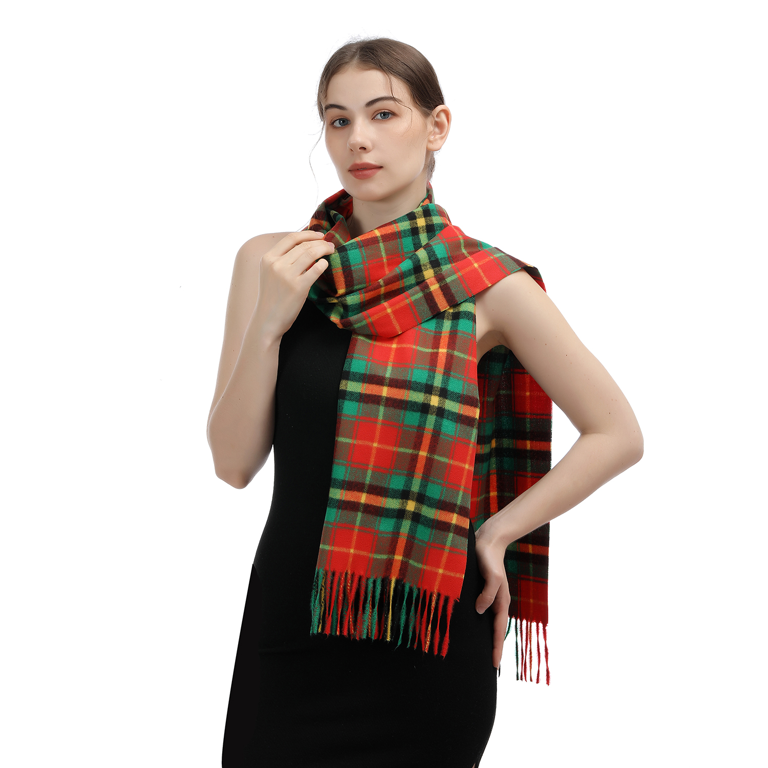 Cashmere Feel Scarf SW-48:Orange/Green