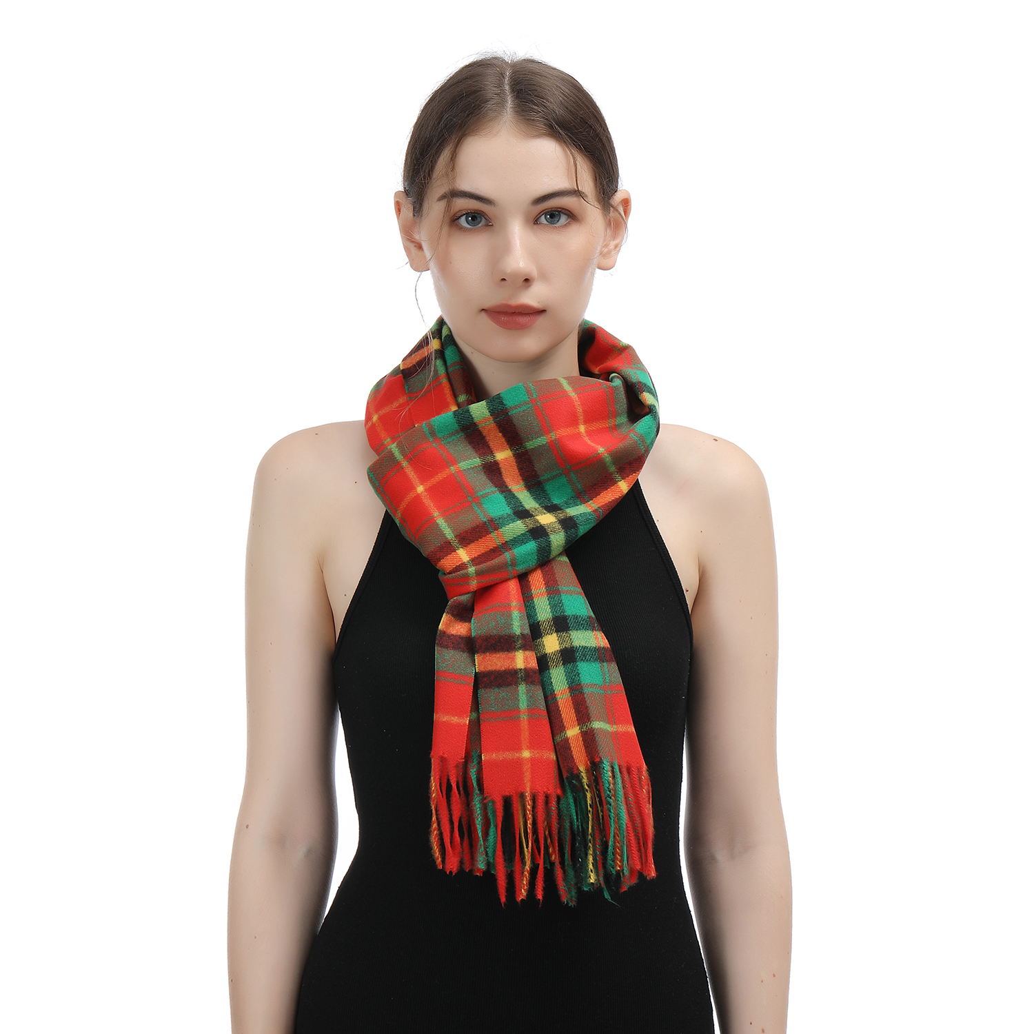 Cashmere Feel Scarf SW-48:Orange/Green