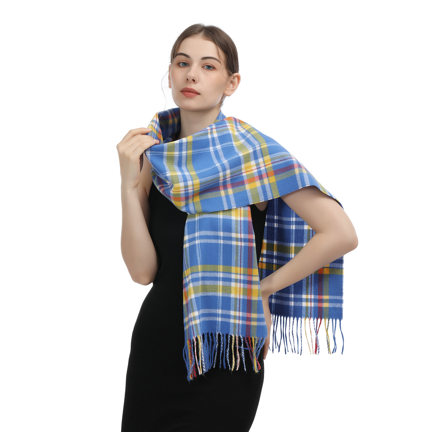 Cashmere Feel Scarf SW-55: Blue Multi