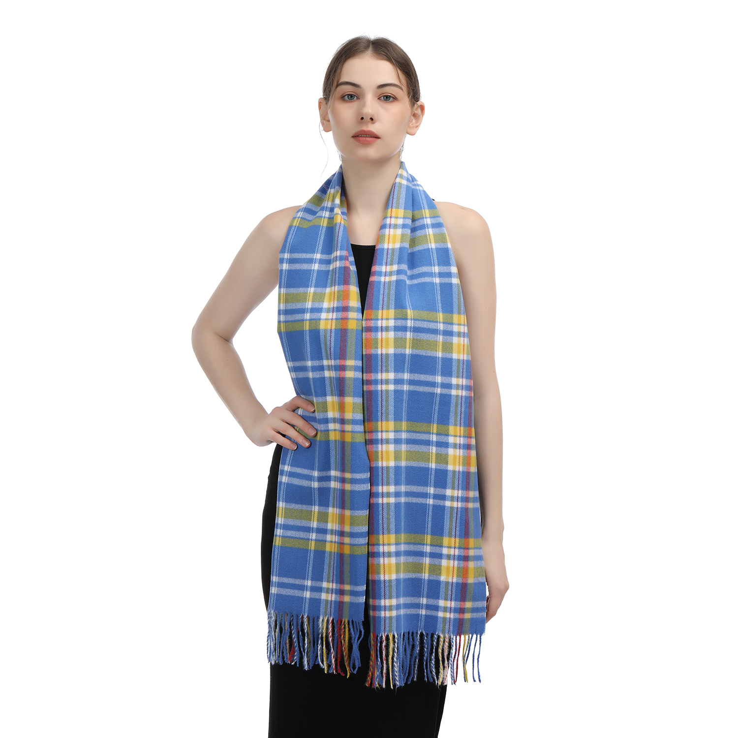 Cashmere Feel Scarf SW-55: Blue Multi