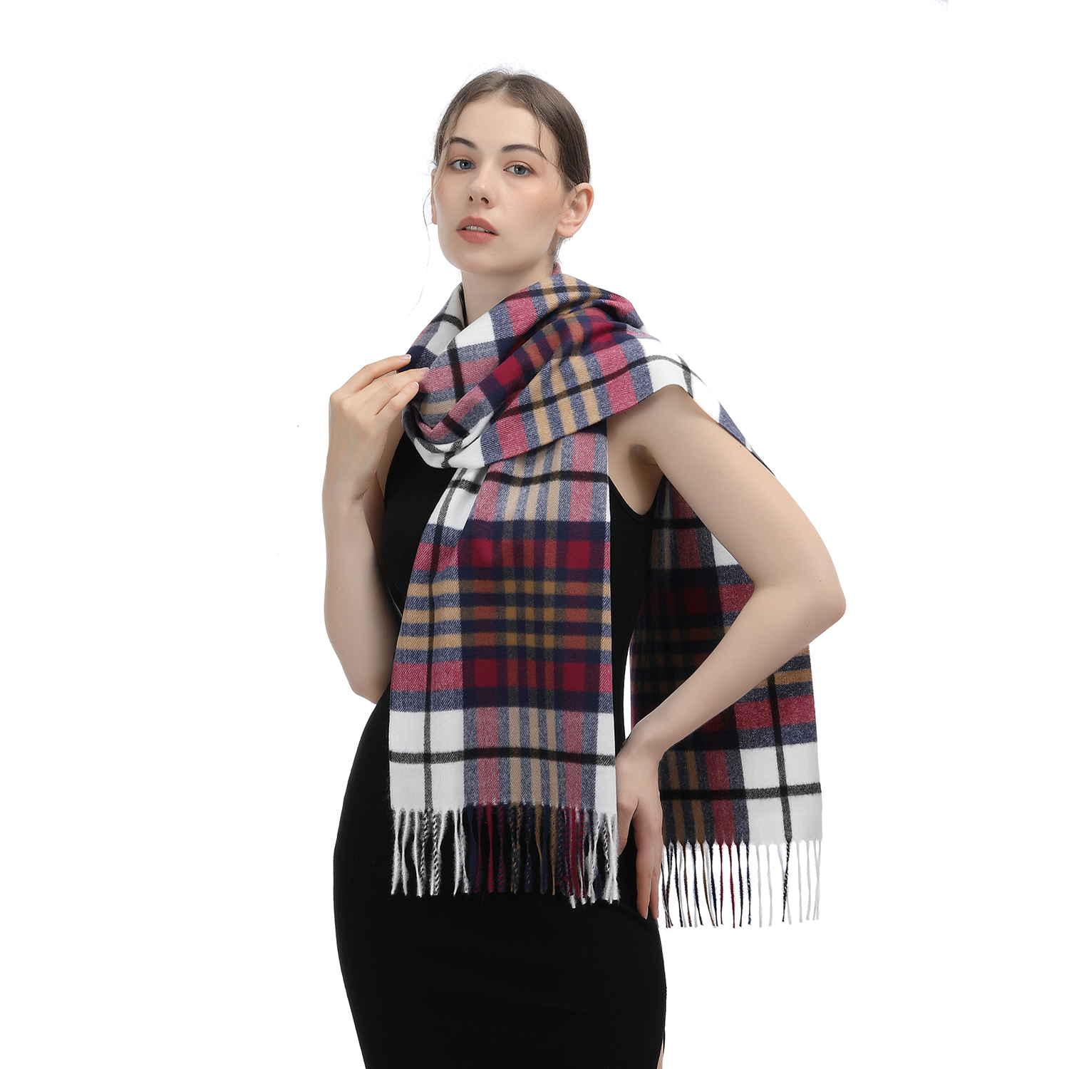 Cashmere Feel Scarf SW-57:Navy Multi