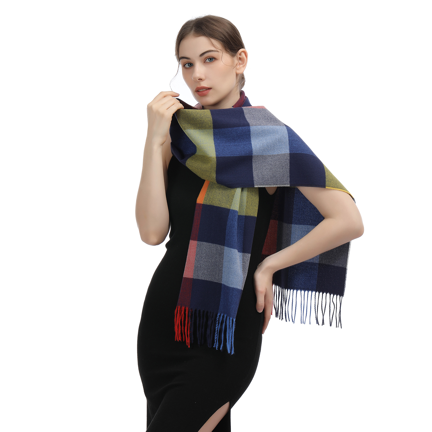 Cashmere Feel Scarf SW-58: Large Checker