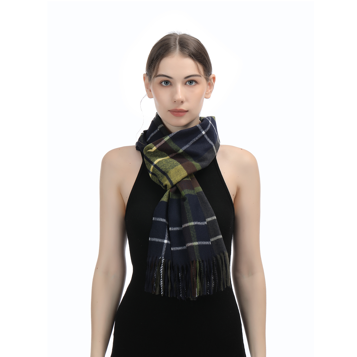 Cashmere Feel Scarf SW-68: Charcoal/Navy