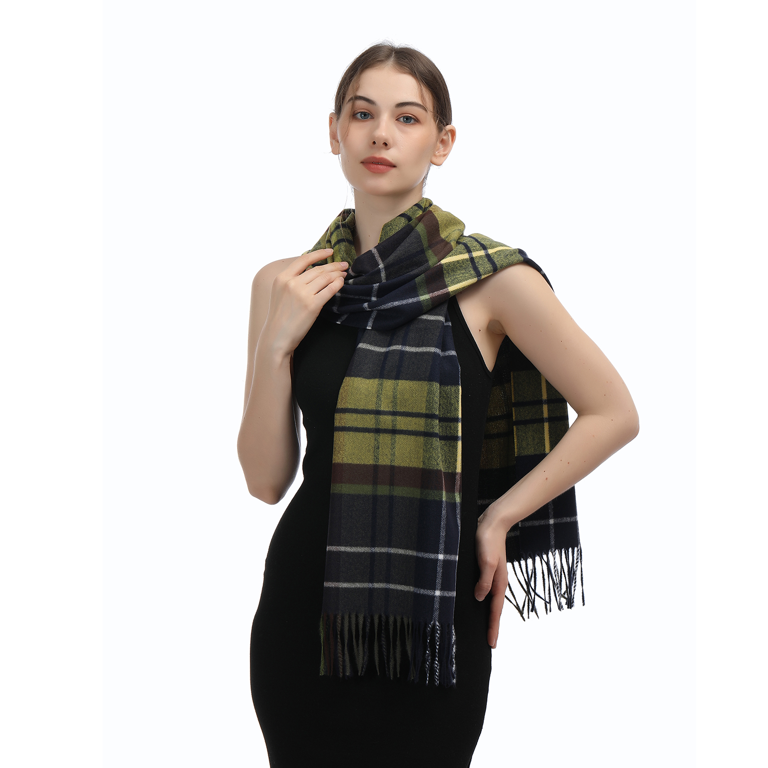 Cashmere Feel Scarf SW-68: Charcoal/Navy