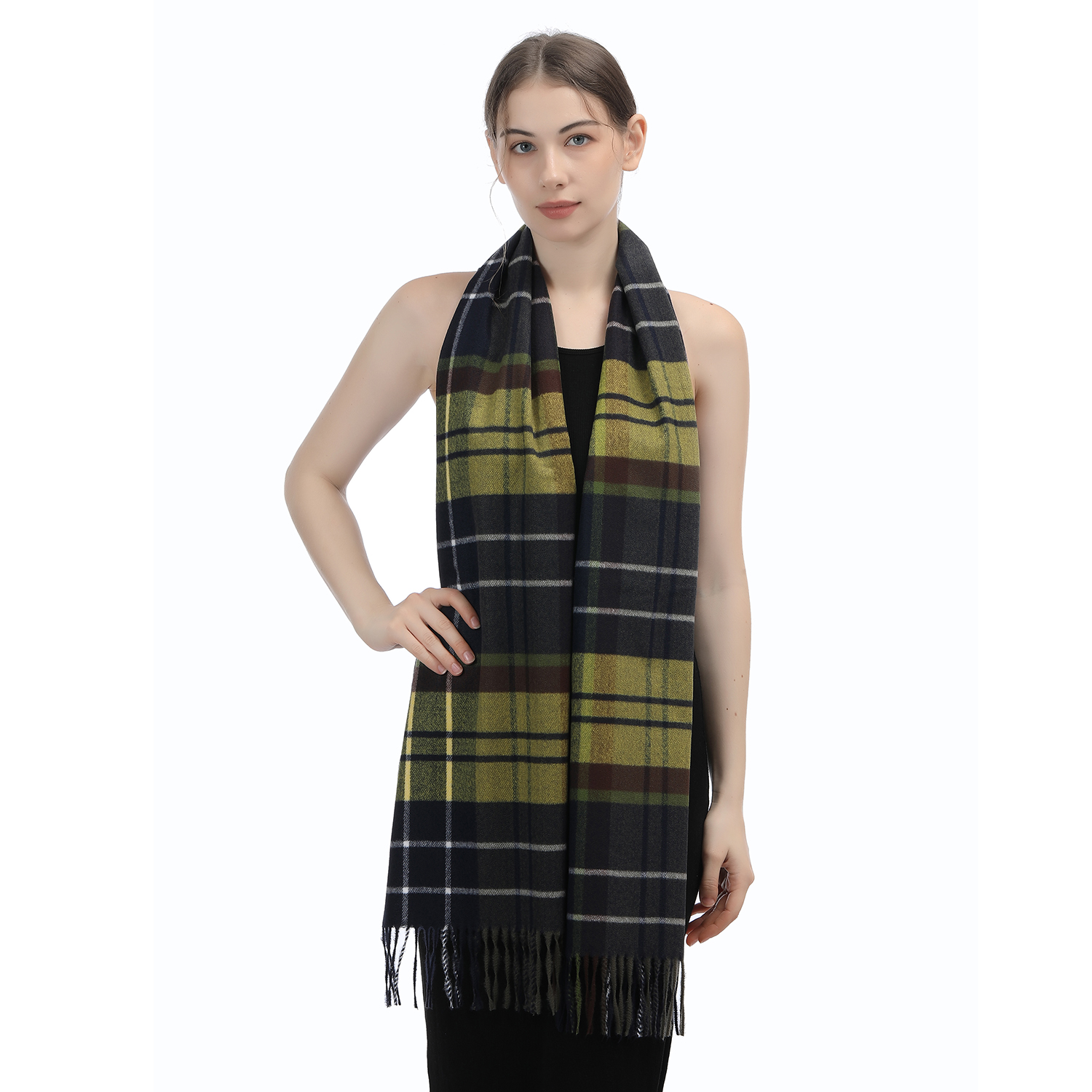 Cashmere Feel Scarf SW-68: Charcoal/Navy