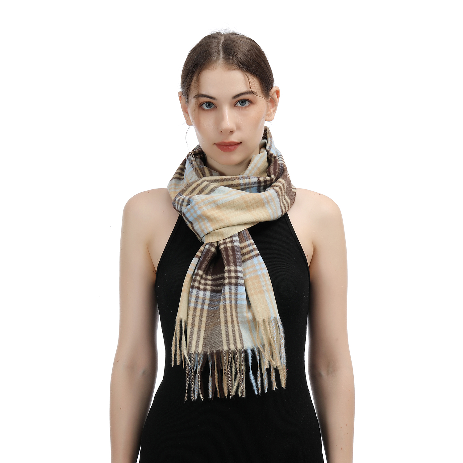 Cashmere Feel Scarf SW-69:Brown Plaid