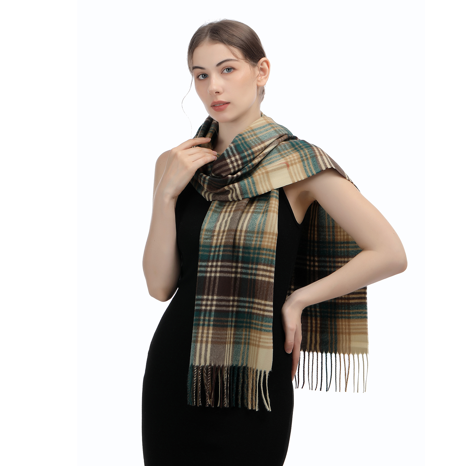 Cashmere Feel Scarf SW-71:Brown Multi Plaid