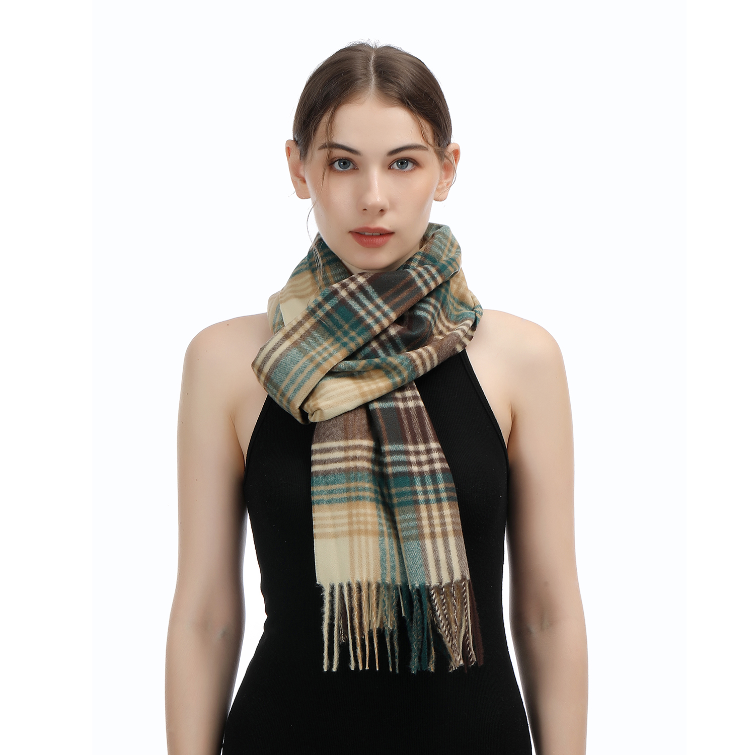 Cashmere Feel Scarf SW-71:Brown Multi Plaid