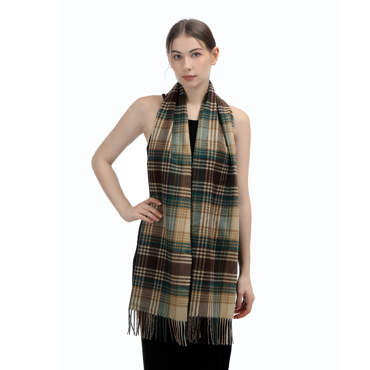 Cashmere Feel Scarf SW-71:Brown Multi Plaid