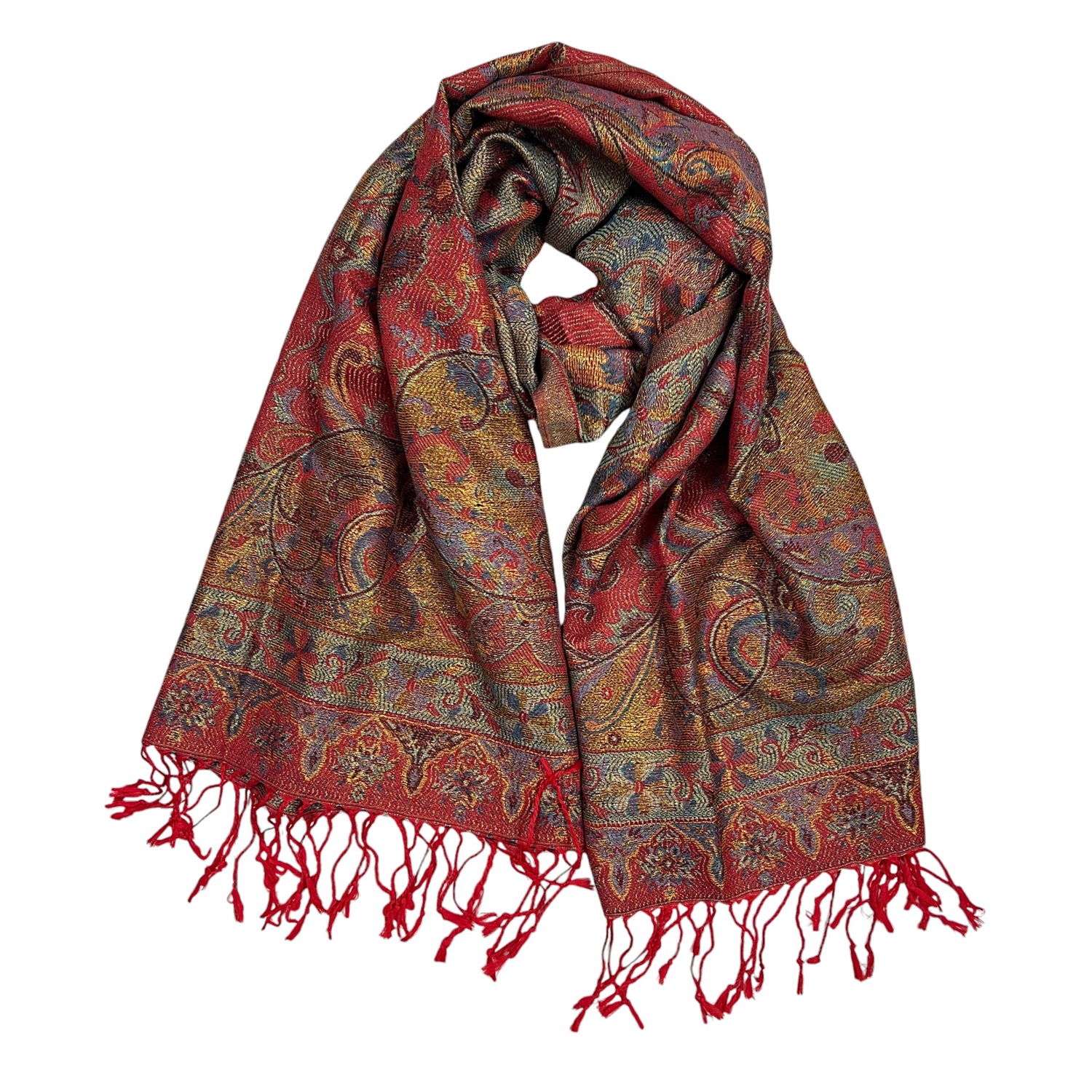 Metallic Big Paisley Floral Pashmina SF23158 ( 12 Colors, 1dz)