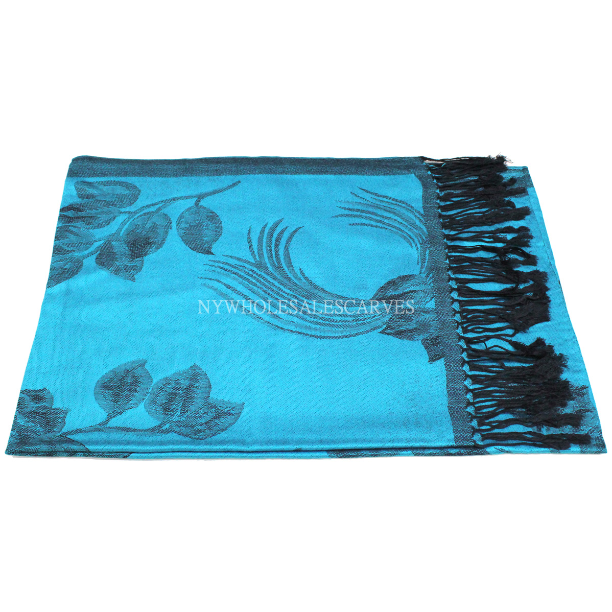 Two Tone Rose Pashmina 5405 Turquoise/Black