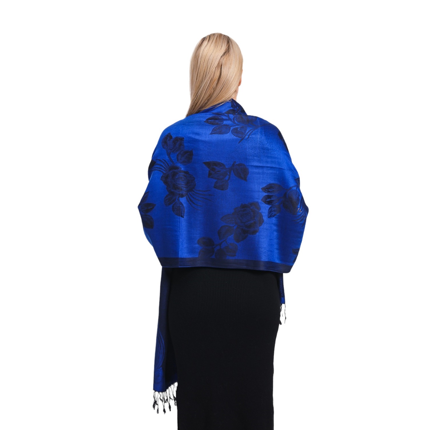 Two Tone Rose Pashmina 5426 Blue/Black