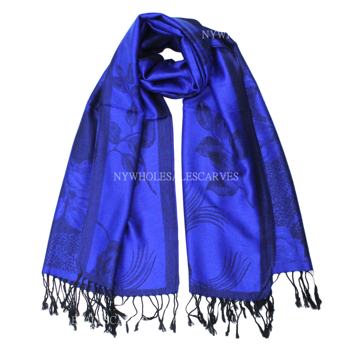 Two Tone Rose Pashmina 5426 Blue/Black