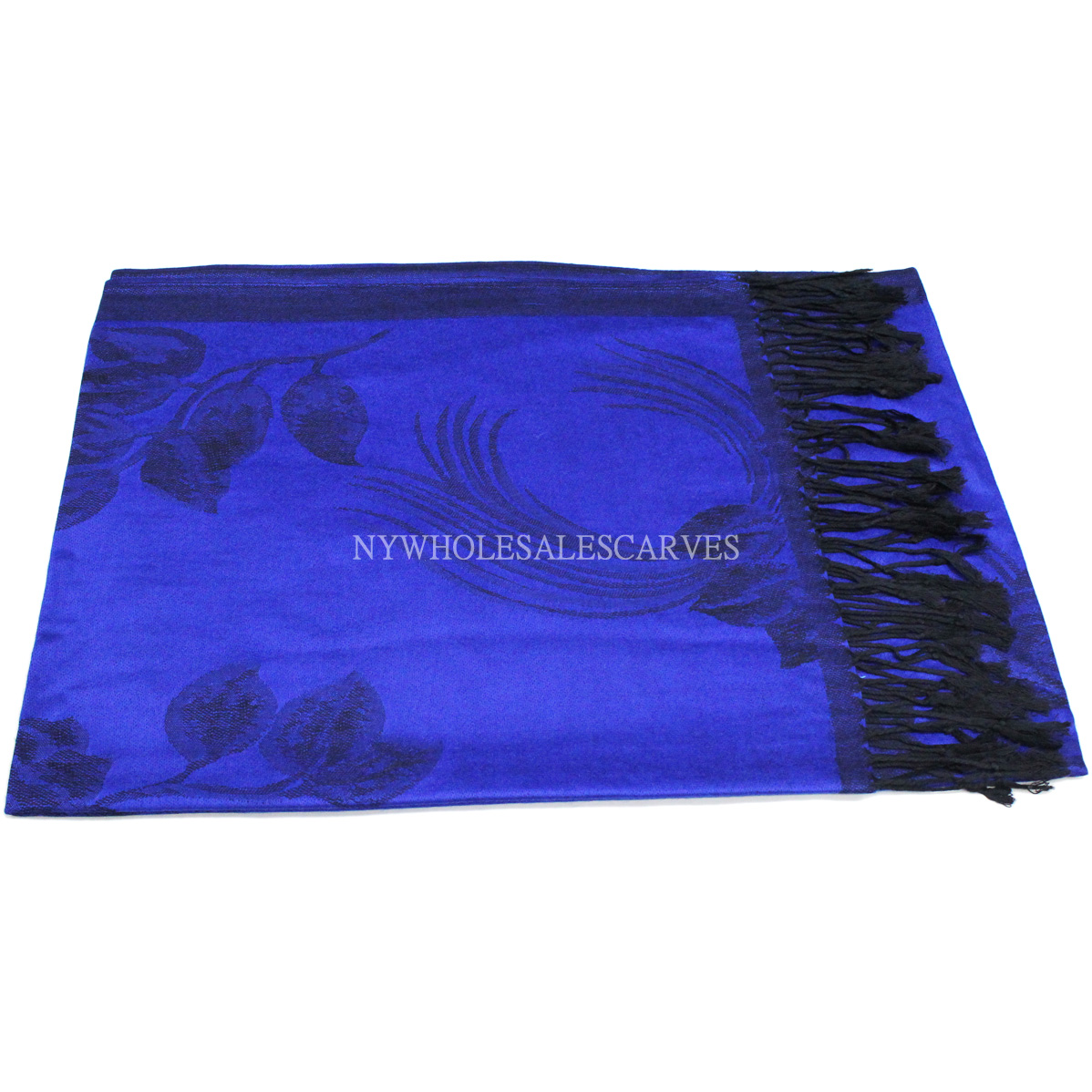 Two Tone Rose Pashmina 5426 Blue/Black