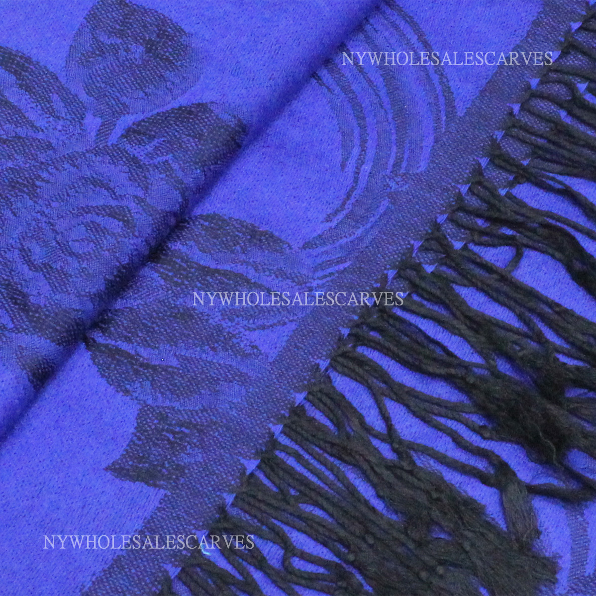 Two Tone Rose Pashmina 5426 Blue/Black