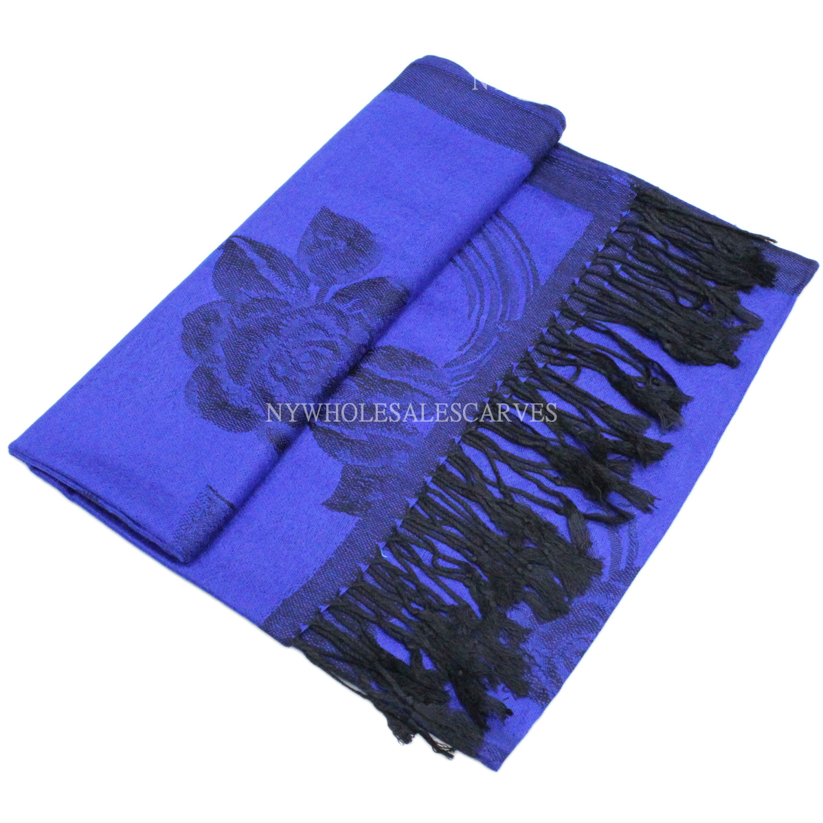 Two Tone Rose Pashmina 5426 Blue/Black